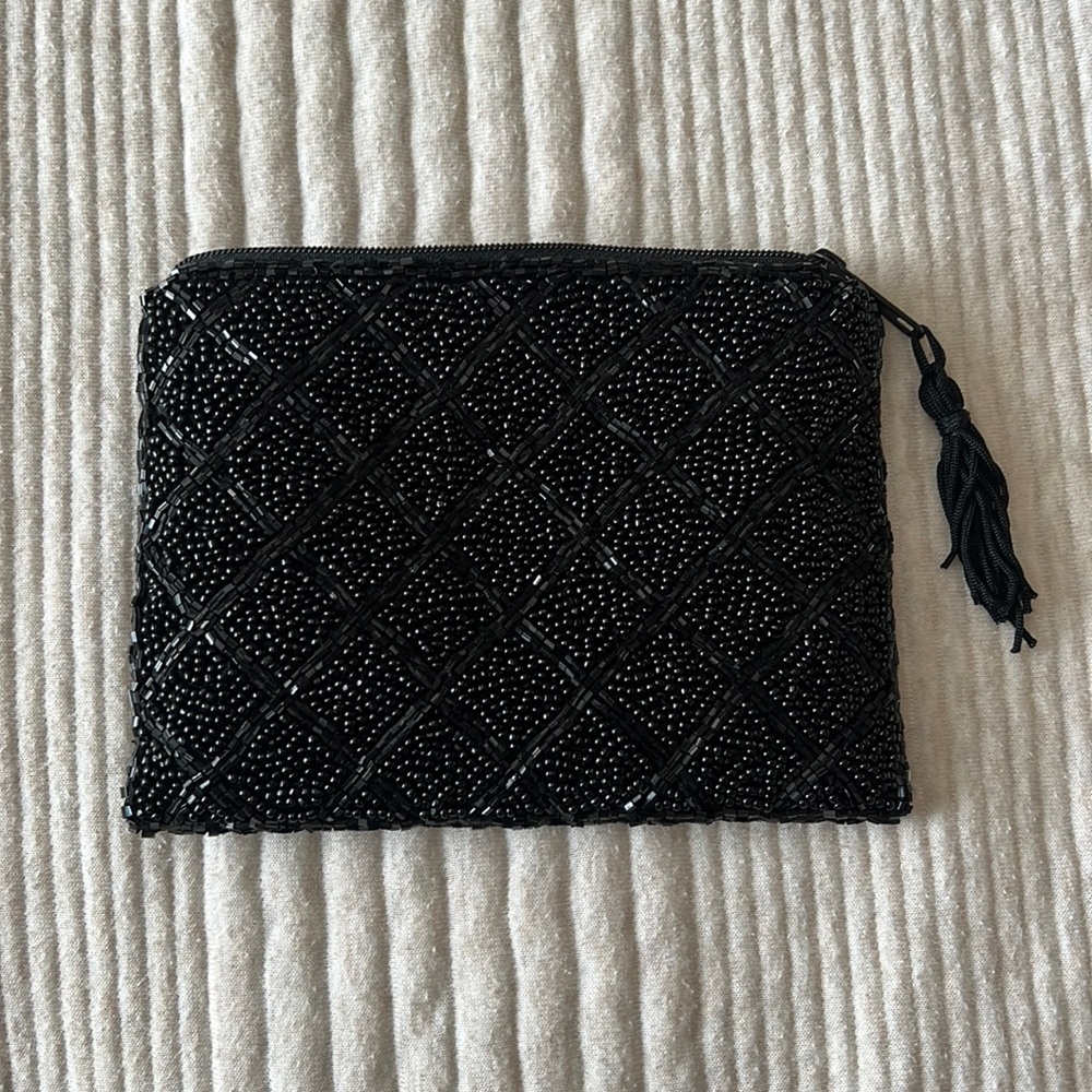 Lancôme Black Beaded Clutch